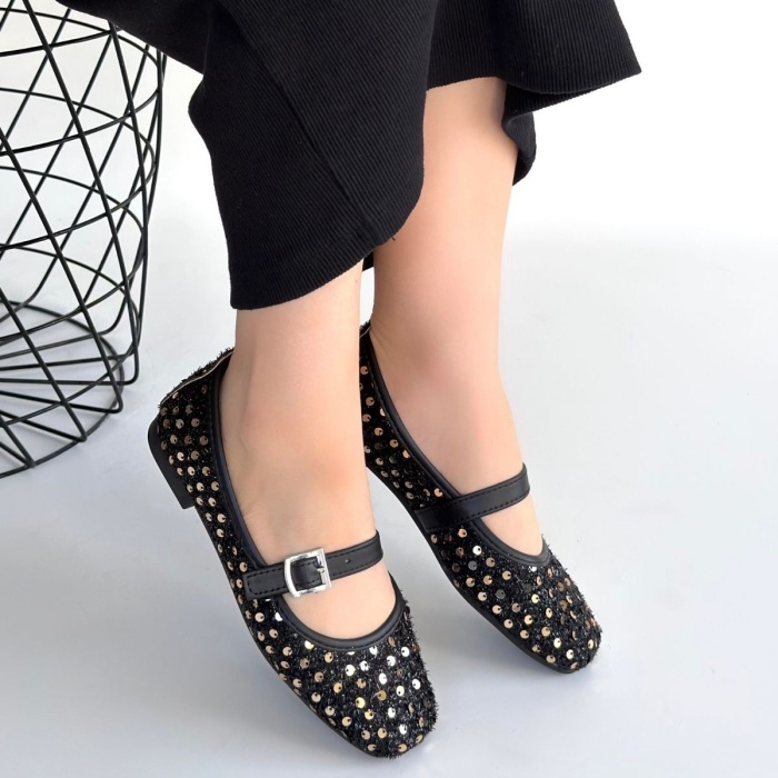 Moden Siyah Süet Babet Ayakkabı - Lisinya