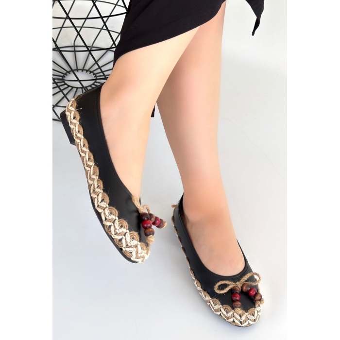 Ilwe Siyah Cilt Babet Ayakkabı - Lisinya