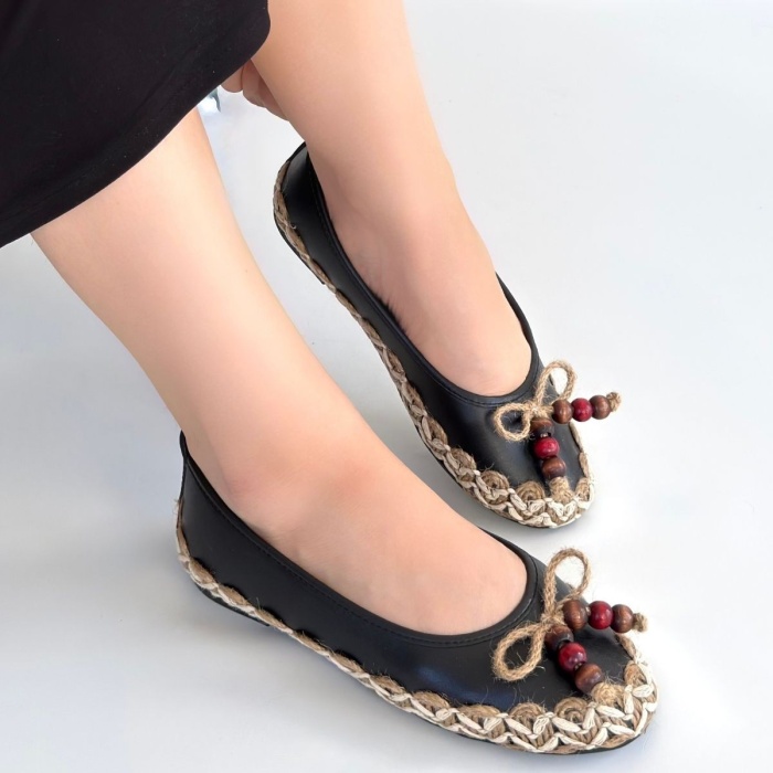 Ilwe Siyah Cilt Babet Ayakkabı - Lisinya