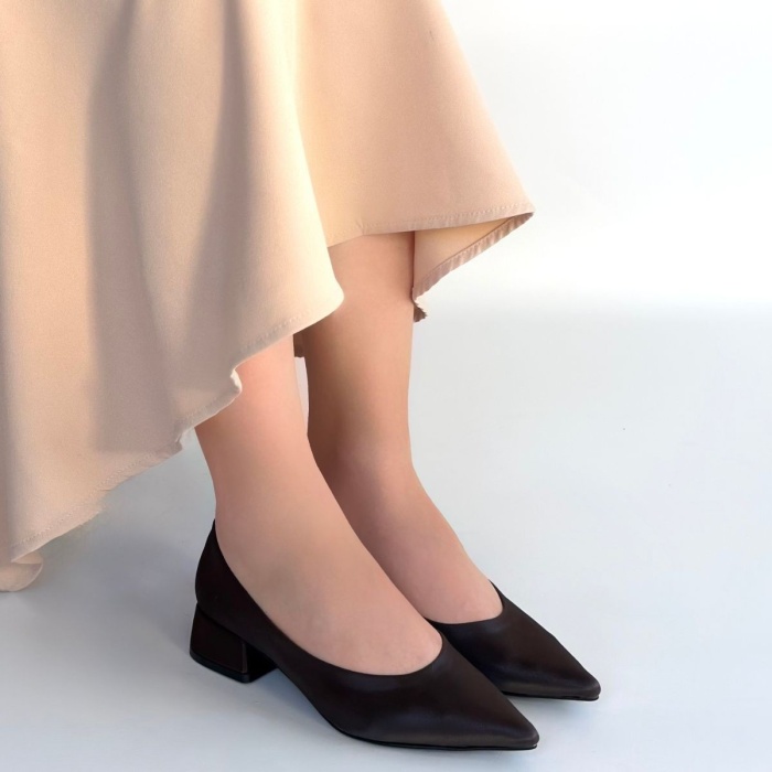 Ferla Acı Kahve Cilt Topuklu Ayakkabı - Lisinya