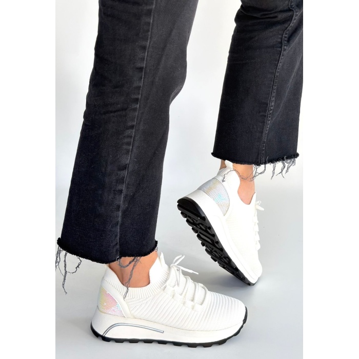 Feort Beyaz Triko Bağcıklı Spor Ayakkabı - Lisinya