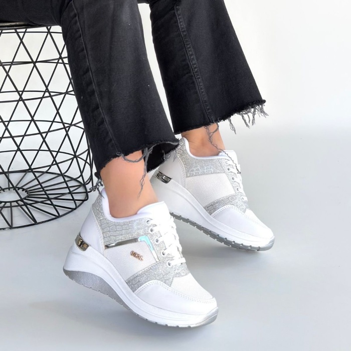 Geja Beyaz Cilt Bağcıklı Spor Ayakkabı - Lisinya