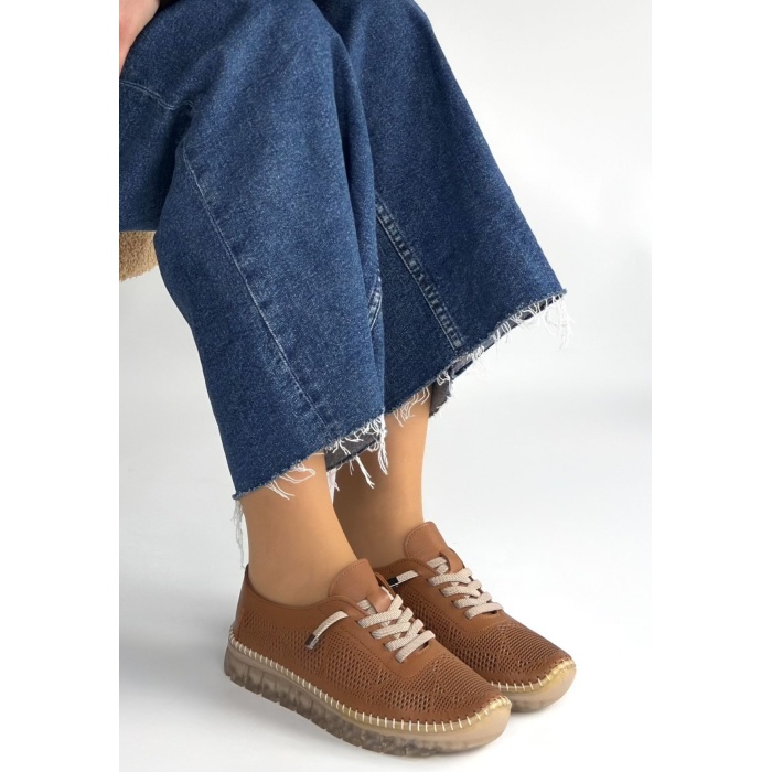 Merja Taba Deri Bağcıklı Spor Ayakkabı - Lisinya