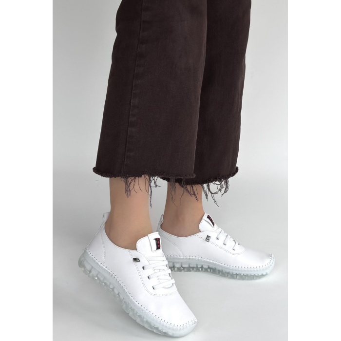 Jiten Beyaz Deri Bağcıklı Spor Ayakkabı - Lisinya