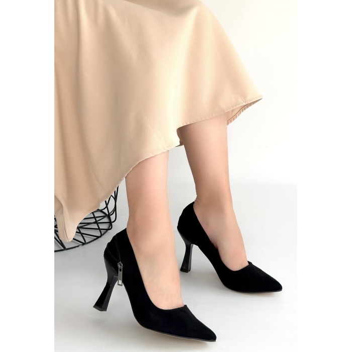 Retta Siyah Süet Topuklu Ayakkabı - Lisinya