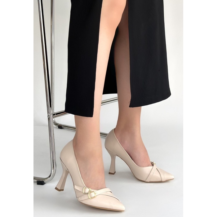 Wenda Bej Cilt Topuklu Ayakkabı - Lisinya
