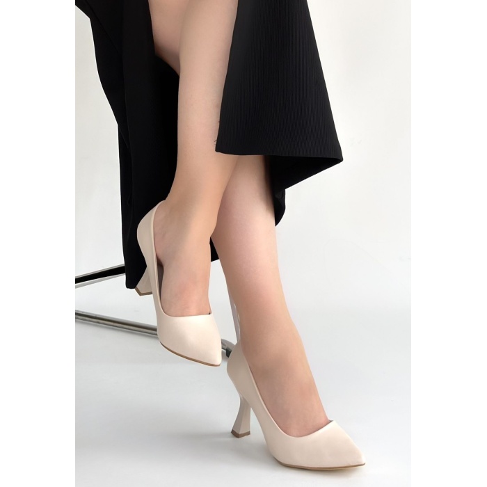 Meyli Bej Cilt Topuklu Ayakkabı - Lisinya