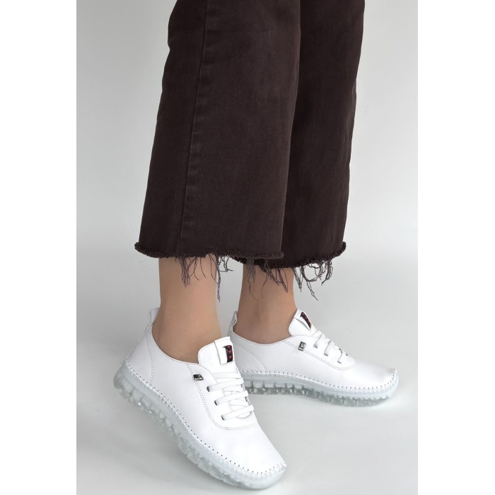 Kitta Beyaz Deri Bağcıklı Spor Ayakkabı - Lisinya