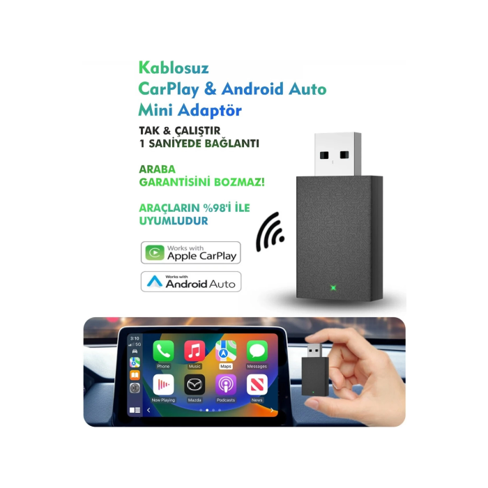 Kablosuz Android Auto/Car Play USB Dongle Cihazı ( Lisinya )