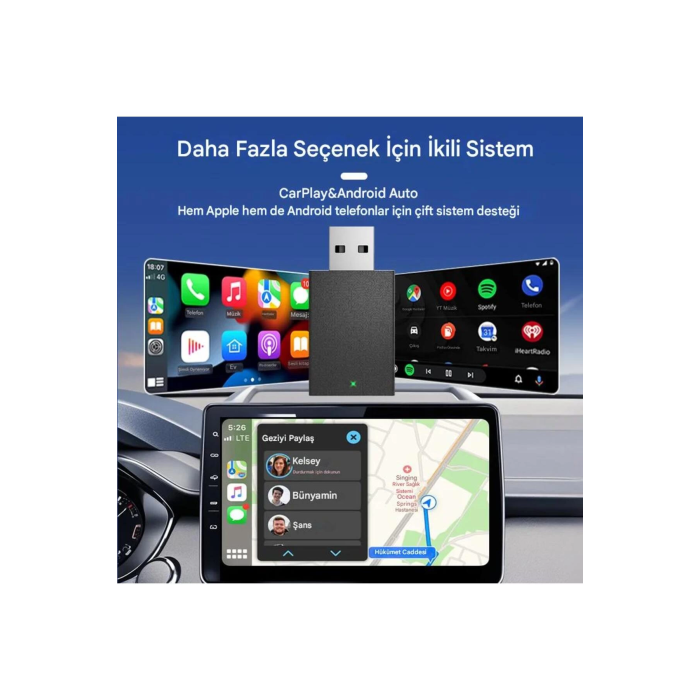 Kablosuz Android Auto/Car Play USB Dongle Cihazı ( Lisinya )