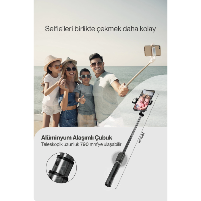 Led Işıklı Selfie Çubuğu Bluetooth Kumandalı Kablosuz Tripot Selfie Monopod Selfie Stick ( Lisinya )
