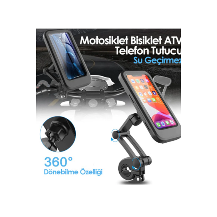 Gidon Bağlantılı Su Geçirmez Mıknatıslı Motorsiklet Telefon Tutucu - Lisinya