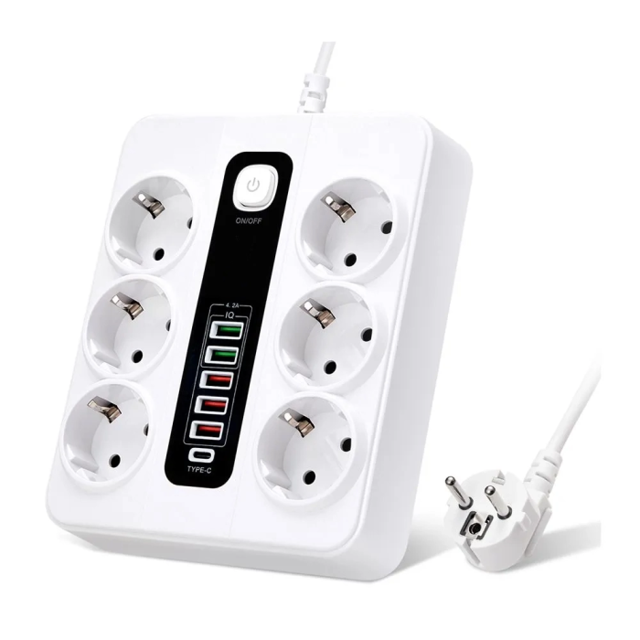 Hp-h04 3000w 10amper 6’lı 2metre Uzatma Kablolu Çoklu Termal Akım Priz - Lisinya