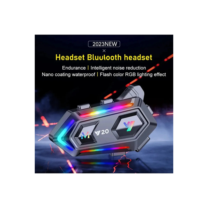 Y20 Motor Kurye Kask Kulaklık Rgb Modlu Bluetooth Motosiklet Kulaklık 5.3 Bluetooth Interkom - Lisinya