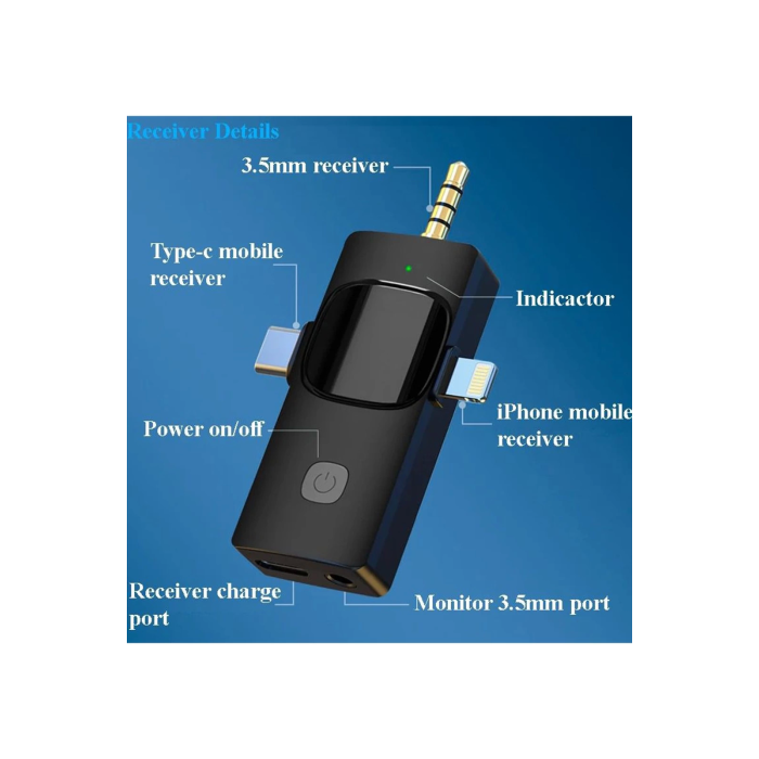 Yüksek Kalite Profesyonel 3 In 1 Kablosuz Taşınabilir Yaka Mikrofonu Youtube Facebook Tiktok - Lisinya