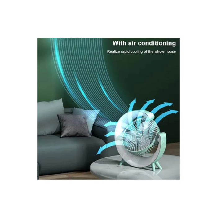 Masaüstü Vantilatör Usb Şarjlı Rgb Led Işıklı 3 Kademeli 180° Ayarlanabilir Soğutucu Fan Yeşil - Lisinya