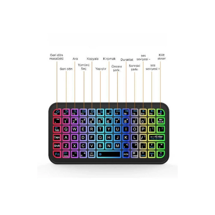 Mini Klavye Smarttv Işıklı Bluetooth Kablosuz Televizyon Ps3 Dizüstü Tabletler Ve Telefonlar İçin - Lisinya