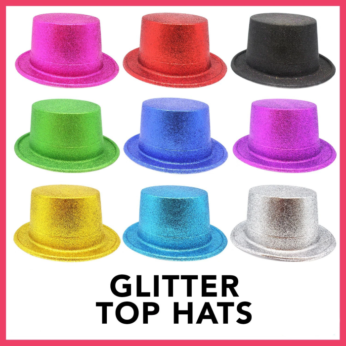 Karışık Renk Simli Silindir Parti Şapkaları (12 Adet) - Lisinya