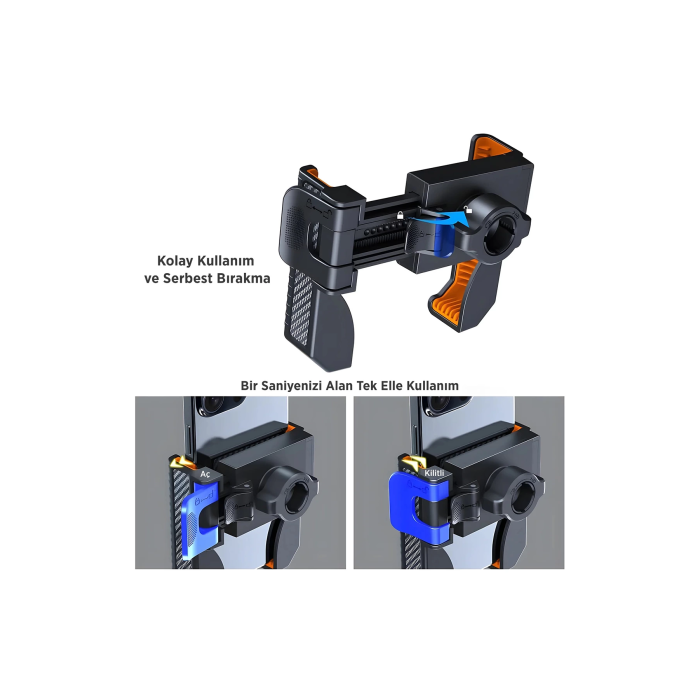 Gidon Bağlantılı Bisiklet Motosiklet İçin Esnek Abs 4-7.8″ İnç Telefon Tutucu 360° Dönebilen Tasarım - Lisinya