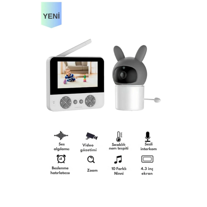 Bebek Kamerası Kumandalı Monitörlü Karşılıklı Konuşma Özellikli , Hatırlatıcılı Ip Bebek Kamerası - Lisinya