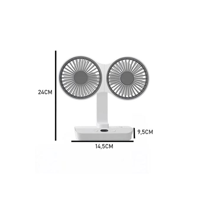 Masaüstü Dijital Ekranlı Çift Fanlı Led Işıklı Soğutucu Fan Ev Ofis Şarjlı Vantilatör - Lisinya