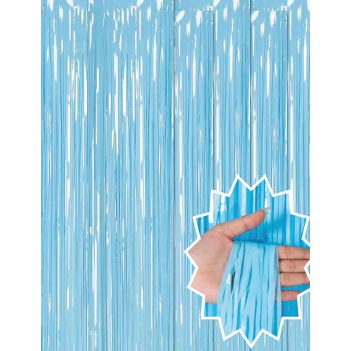 Soft Mavi Püsküllü Kapı Perdesi - Parti, Baby Shower, Sünnet Süsü, Cinsiyet Partisi 1x2 M - Lisinya