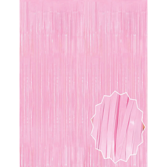 Soft Pembe Püsküllü Kapı Perdesi - Parti, Baby Shower, Cinsiyet Partisi 1x2 M - Lisinya