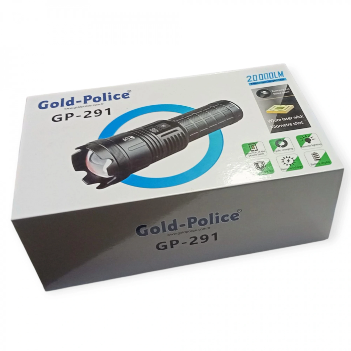 Gold Polıce Gp-291 Güçlü El Feneri 20,000 Lümen - Lisinya