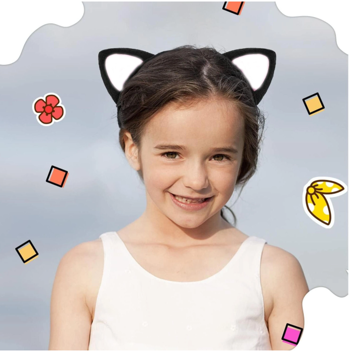 Kedi Kulak Taç Siyah İçi Beyaz Renk Pofuduk 15x17 Cm - Lisinya