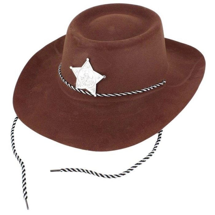 Çocuk Kovboy Şapkası Plastik Üzeri Flok Kaplama Koyu Kahverengi - Lisinya