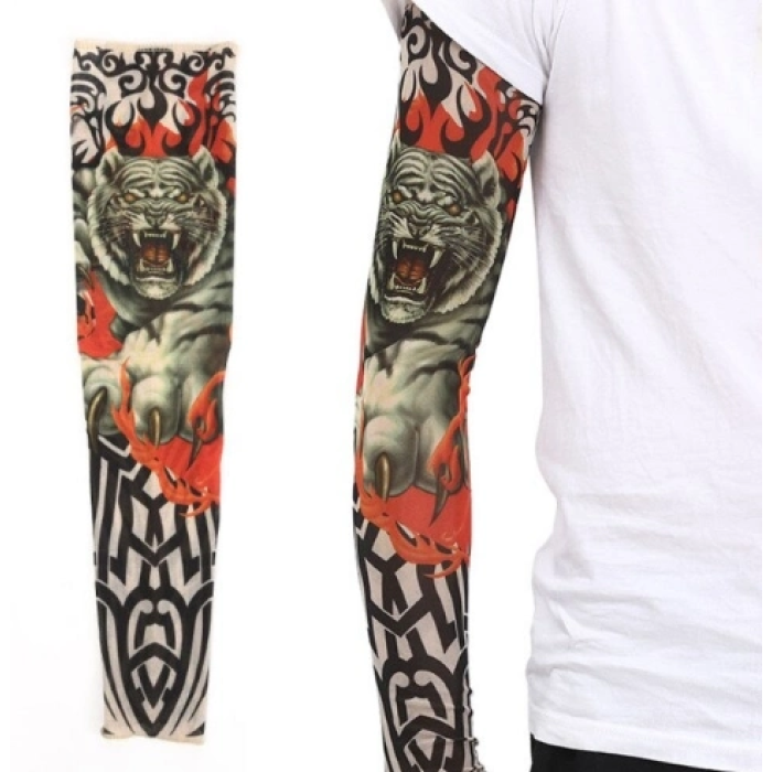 Giyilebilir Kol Dövmesi Çorap Dövme 3d Baskılı Kol Bacak Dövme 2 Adet Model 8 - Lisinya