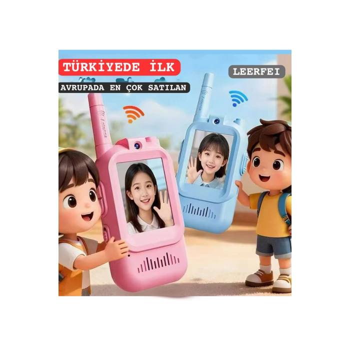 Çocuklar Için Görüntülü Telsiz Konuşma Özellıklı El Telsizi Şarj Edılebılır 50 Mt Menzil Kablosuz Gerektirmez - Lisinya