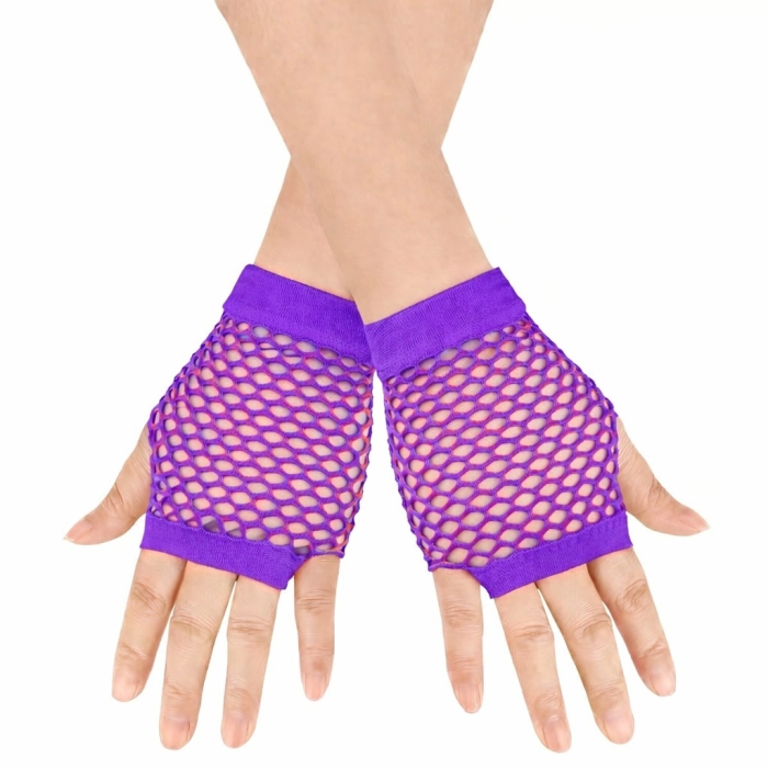 80’ler 90’lar Retro Mor File Parmaksız Kısa Eldiven 11 Cm - Lisinya