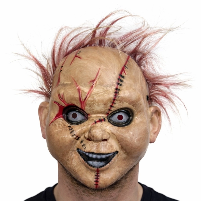 Çaki Korku Bebek Maskesi – Saçlı Plastik Yüz Maskesi - Lisinya