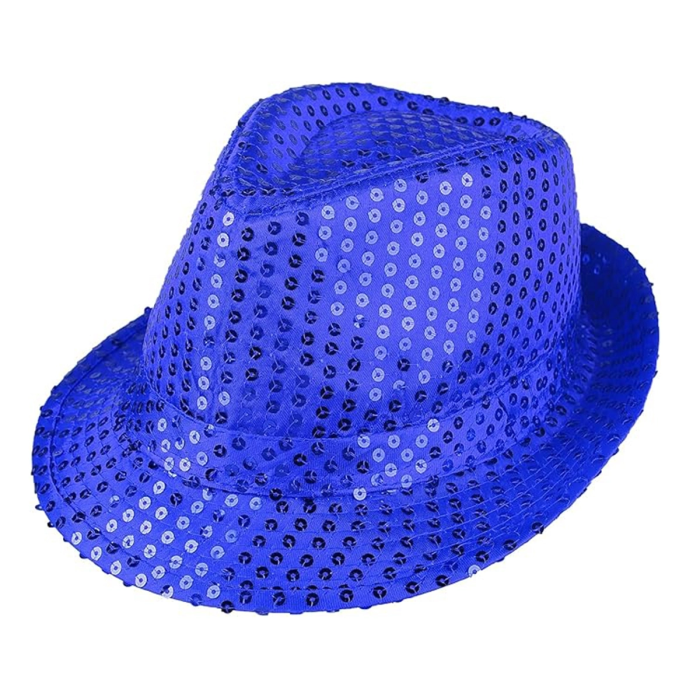 Disko  Mavi Payetli Fötr Şapka Yetişkin Boy - Lisinya