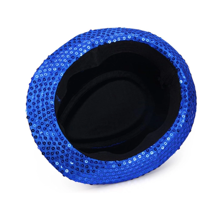 Disko  Mavi Payetli Fötr Şapka Yetişkin Boy - Lisinya