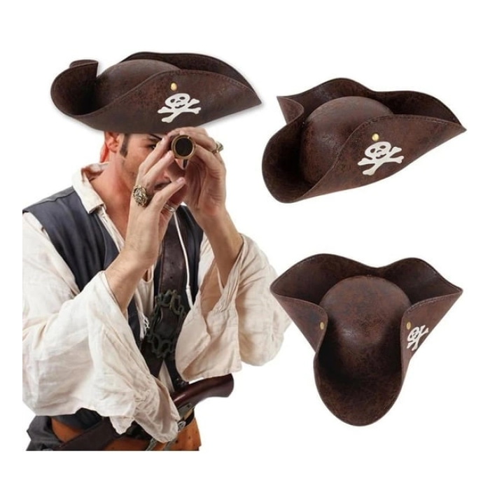 Kaptan Jack Korsan Şapkası Vinleks Deri Denizci Korsan Şapkası - Lisinya