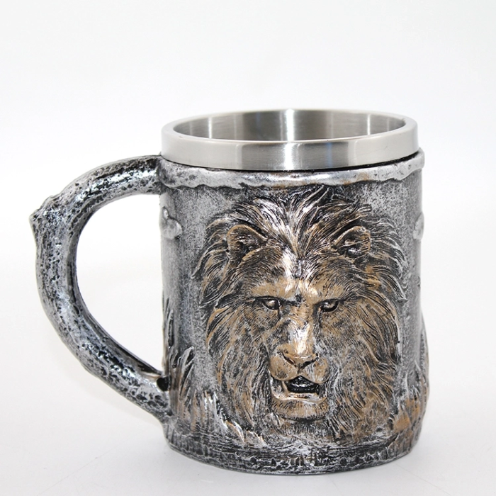 Paslanmaz Çelik Aslan Büstü Kupa Bardak Alk2562 - Lisinya