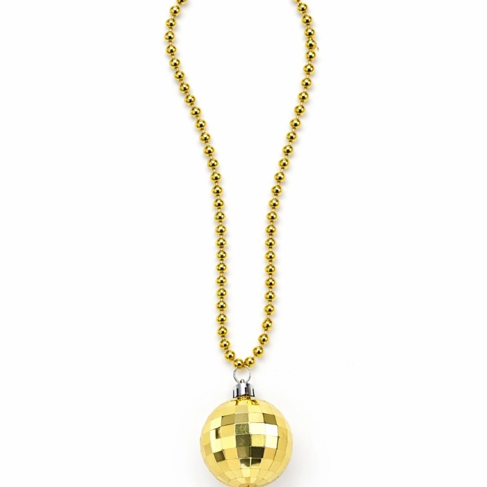 Retro Disko Topu Şekilli 8039ler 9039lar Altın Renk Plastik Kolye - Lisinya