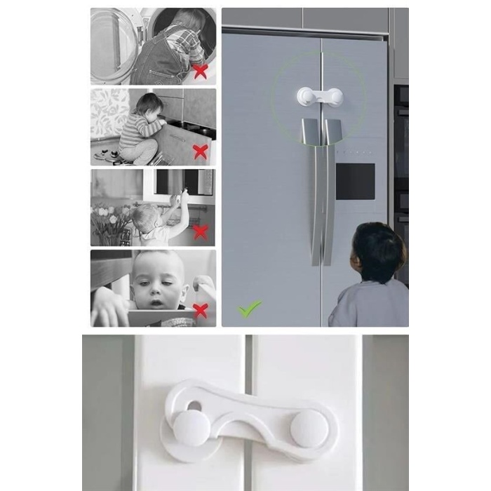Bebek Çocuk Güvenliği Çekmece ve Dolap İçin Kendiliğinde Yapışkanlı Vidasız Kapak Kilidi - Lisinya