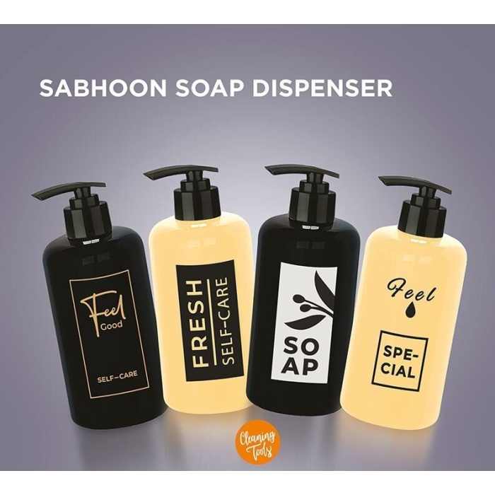 Sıvı Sabunluk Yuvarlak Plastik Pompalı 500 ML - Siyah - Lisinya