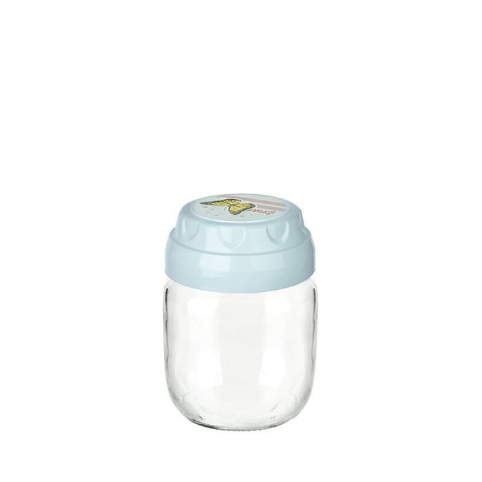 Vintage  Dekoratif  Desenli Cam Kavanoz 425ml - 14,3 oz - Lisinya