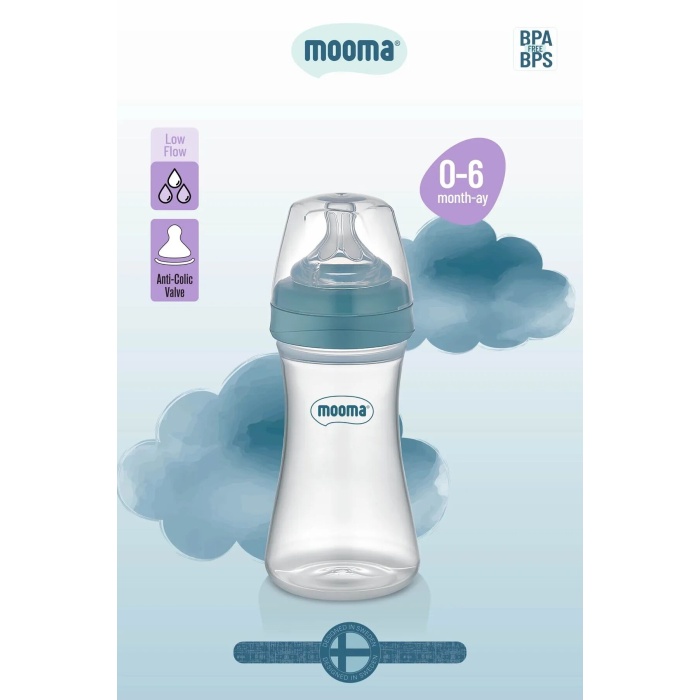 Biberon Anti Kolik Biberon 250 ml Kapaklı Biberon 0 - 6 Ay (Yavaş Akış) - Lisinya