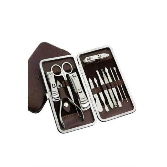 12 Parça Paslanmaz Çelik Kompakt ve Taşınabilir Manikür Makası Tırnak Makası - Lisinya