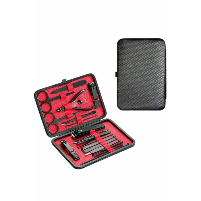 17 Parça El Ayak Bakım Seti Tırnak Temizleme Manikür Pedikür Cımbız Törpü Tırnak Makası - Lisinya