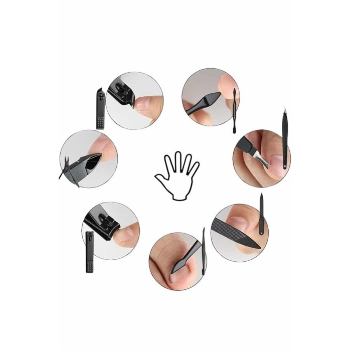 17 Parça El Ayak Bakım Seti Tırnak Temizleme Manikür Pedikür Cımbız Törpü Tırnak Makası - Lisinya