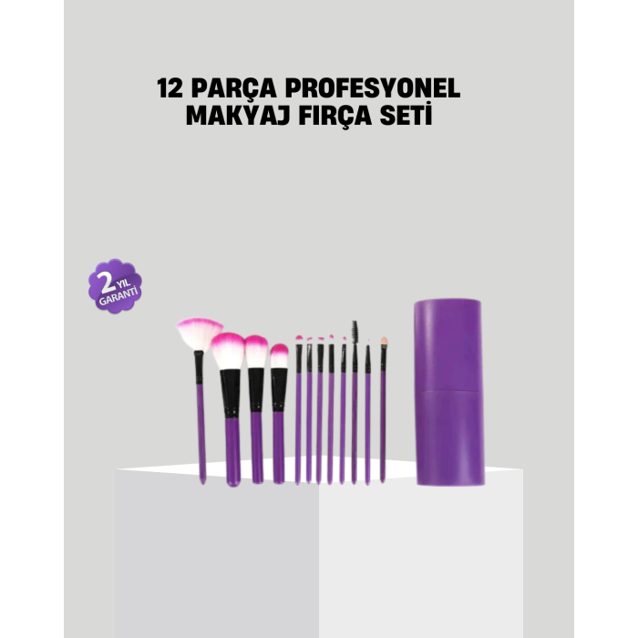 12’li Profesyonel Makyaj Fırça Seti Ultra Yumuşak Sentetik Kıllı - Lisinya