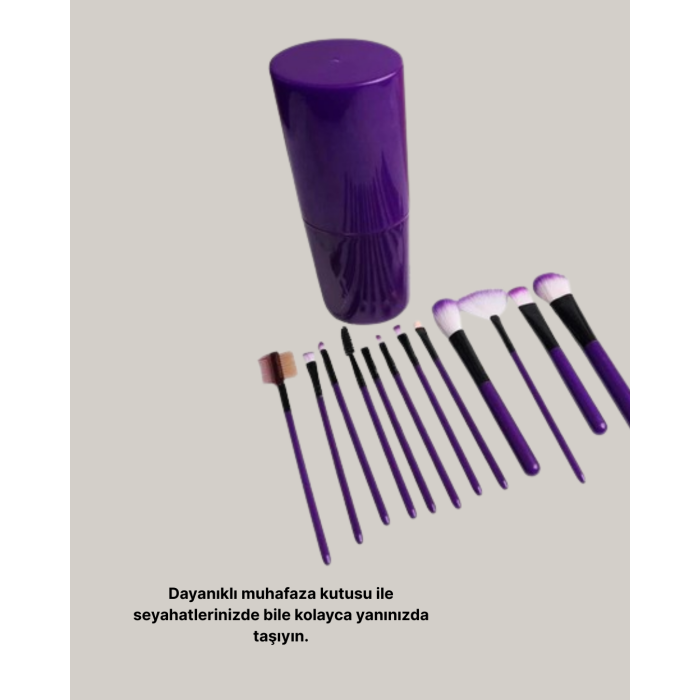 12’li Profesyonel Makyaj Fırça Seti Ultra Yumuşak Sentetik Kıllı - Lisinya