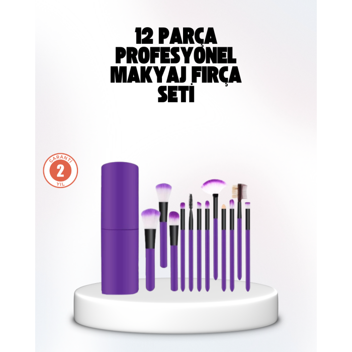 Kusursuz Makyaj İçin 12 Parça Profesyonel Fırça Seti Taşınabilir Kutu Hediyeli - Lisinya
