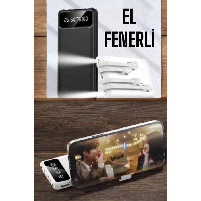 20.000 Mah Led Işıklı LCD Ekran USB Girişli Type-C Lightning Powerbank - Lisinya